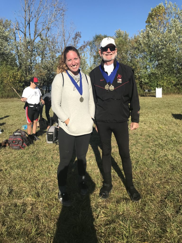 Coaches Becca and Eric with their medals in the mixed 8+ in Columbus